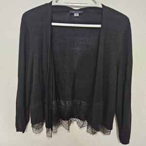 Tommy Hilfiger Black Lace Hem Open Cardigan